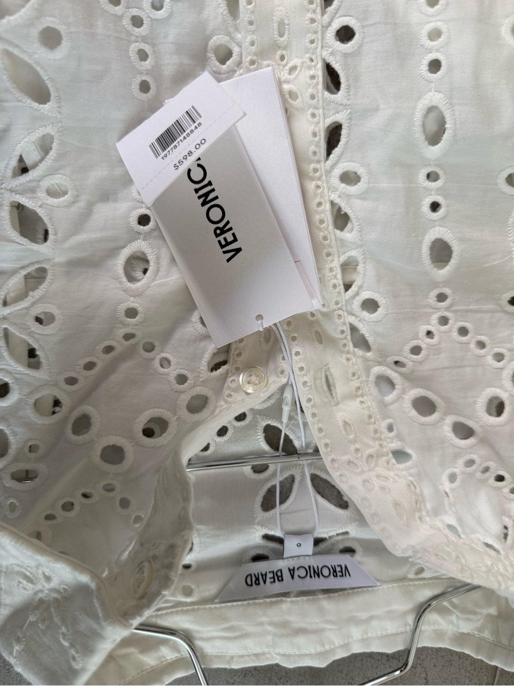 Veronica Beard NWT White Eyelet Mini Shirt Dress Size 0 - Picture 7 of 7